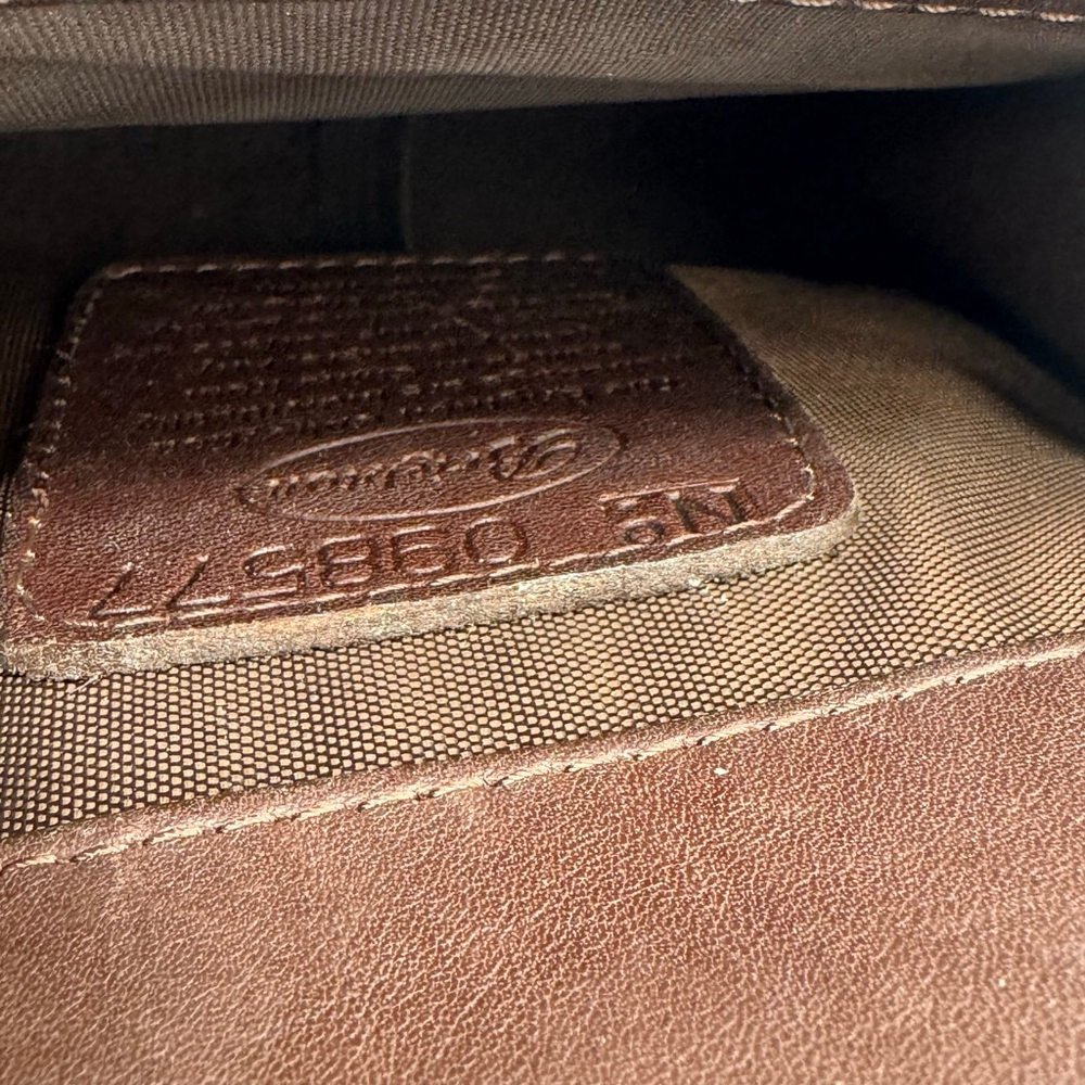 Brighton Mahogany Brown Croc Embossed Woven Leather Crossbody Bag Silver Heart - Picture 4 of 9